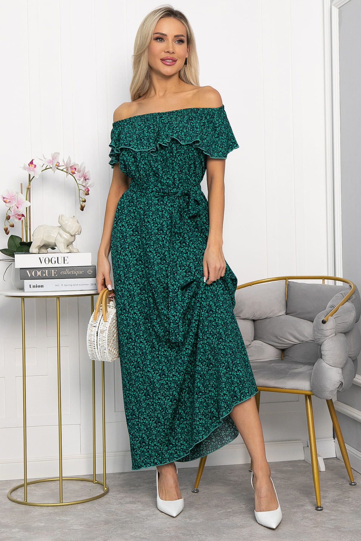 Платье Элинор макси (зеленое) П13759-12М