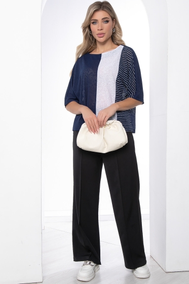 Блуза "Стильный замысел" (сине-белая) Б9039