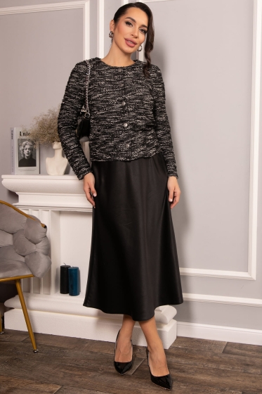 Костюм с атласной юбкой Лизетт (черный) К14677-10М