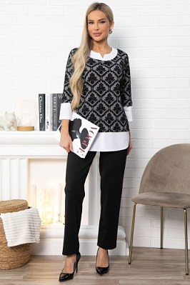 Джемпер Нежный акцент (черно-белый) Б14851-18М